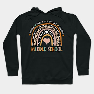 Leopard Rainbow Middle School Where The Adventure Begins Hoodie